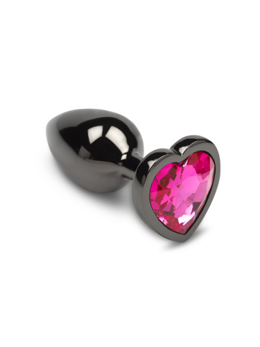Пикантные Штучки - Маленькая графитовая анальная пробка с кристаллом в виде сердечка, 6Х2,5 см (красный) - sex-shop.ua
