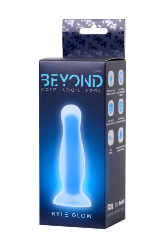 Beyond By Toyfa Kyle Glow - Анальная пробка светящаяся в темноте, 10х3 см (голубой) - sex-shop.ua