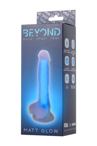 Beyond By Toyfa Matt Glow - Фалоімітатор, що світиться в темряві, 18 см (прозоро-синій) - купити в Україні | Секс шоп SEX-SHOP.ua