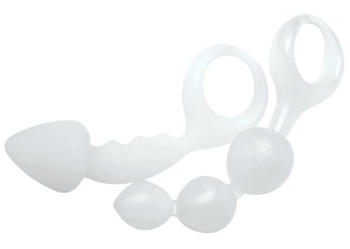 Topco Sales Bottoms Up Butt Silicone Anal Toy - Сет із 2 анальних пробок, 15.2х2.8 см (білий)