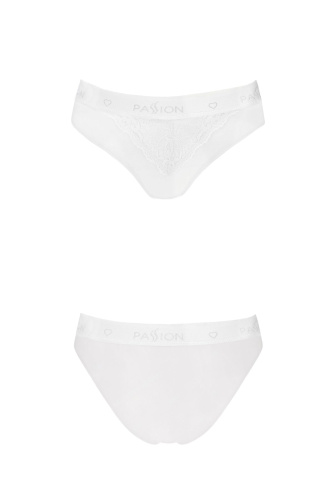 Passion PS001 Panties - Трусики с широкой резинкой и кружевом (белые, размер S)