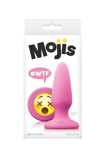 NS Novelties Mojis Plug #WTF Medium - средняя анальная пробка с эмоджи, 10,5х3,7 см (розовый) - sex-shop.ua