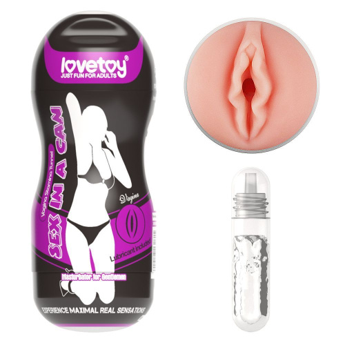 LoveToy Sex In A Can Vagina Stamina Tunnel - мастурбатор вагина для тренировки выносливости, 16х6.5 см (телесный)