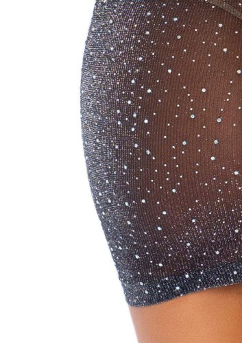 Leg Avenue-Shimmer Sheer rhinestone tube dress Black/Silver - Блестящее чёрное платье,  OS