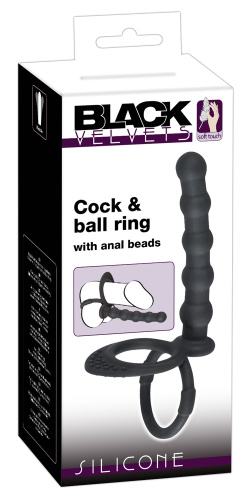 Black Velvets Cock & Ball Ring - Анальная насадка, 19 см (черная)