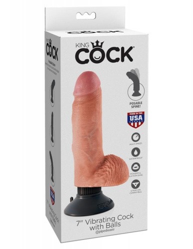 Pipedream Vibrating King Cock 7 with Balls - Вибратор, 12.7х4.1 см