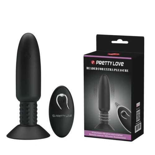 Pretty Love Beaded for xtra pleasure Plug Black - Анальная пробка с вибрацией, 14,6х3,6 см (черный)