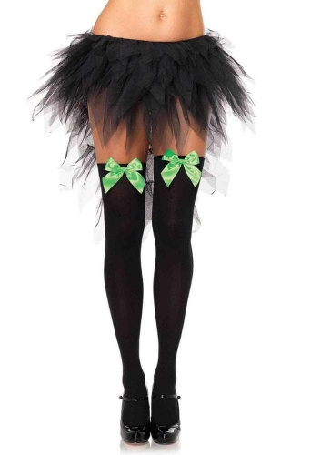 Leg Avenue Nylon Thigh Highs With Bow-панчохи з бантиком (білий з блакитним) - купити в Україні | Секс шоп SEX-SHOP.ua