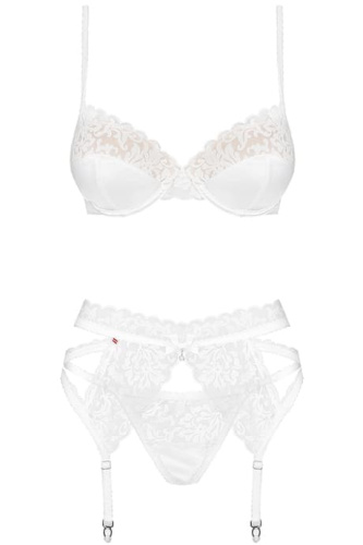 Obsessive 871-SEG-2 set - еротична білизна з мереживним поясом для панчіх, S/M (білий) - купити в Україні | Секс шоп SEX-SHOP.ua