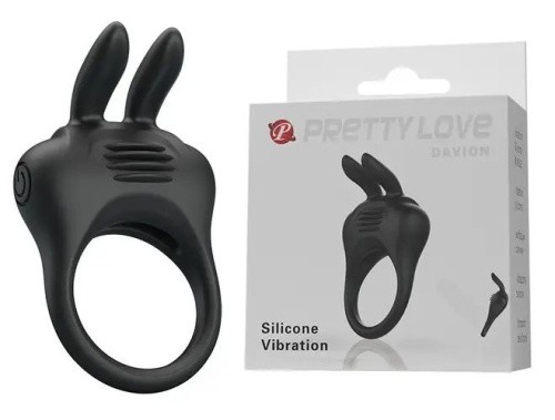 LyBaile Pretty Love Davion Silicone Vibro Ring - виброкольцо, 7.4х3.4 см (черный)