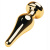 Toyfa - Gold anal plug Metal with black round-shaped gem - Анальная пробка, 7.5х3 см