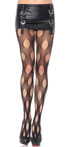 Leg Avenue Micro Net Pantyhose - Колготки с круглыми вырезами, S-L (чёрный)