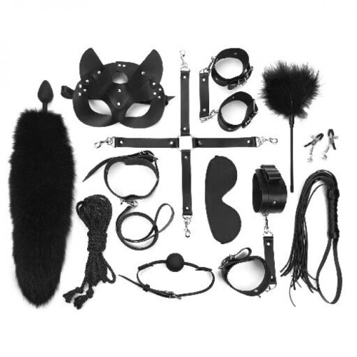 Art of Sex - Maxi BDSM Set Leather - Набор BDSM 13 предметов из натуральной кожи (чёрный) - sex-shop.ua