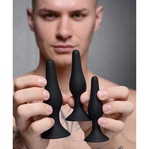 Triple Spire Tapered Silicone Anal Trainer Set - Набір анальних пробок, 3 шт (чорний) - купити в Україні | Секс шоп SEX-SHOP.ua