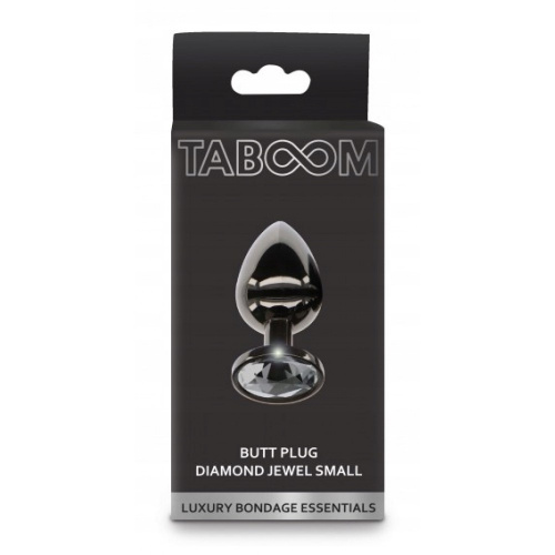 Taboom - S Butt Plug With Diamond Jewel - Анальная пробка, 7.2х2.7 см (черный) - sex-shop.ua