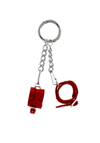 Feral Feelings - Брелок для ключей в виде наручников с пряжкой (красный) - sex-shop.ua