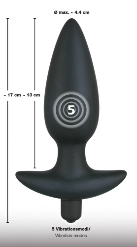 Orion Black Velvet Vibrating Plug Large - Анальная пробка с вибрацией, 17х4 см (черный) - sex-shop.ua