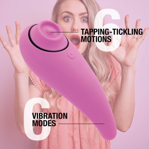 FeelzToys - FemmeGasm Tapping & Tickling Vibrator - Пульсатор для клитора плюс вибратор, 14х5 см., (розовый) - sex-shop.ua