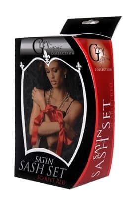 GreyGasms Scarlet Red Satin Sash Set - атласные ленты для фиксации - sex-shop.ua