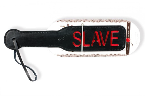 Шлепалка Пикантные Штучки с рельефной надписью SLAVE (черный) - sex-shop.ua