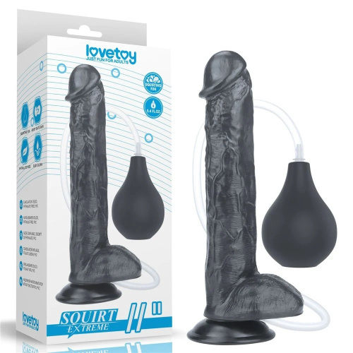 LoveToy - 11'' Squirting Dildo - Фаллоимитатор с эякуляцией, 28х4.8 см (чёрный) - sex-shop.ua