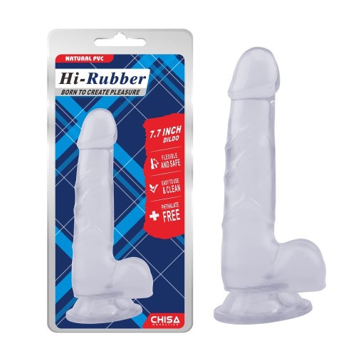 Hi-Rubber 7.7" Dildo - Фаллоимитатор, 19,5 см (прозрачный) - sex-shop.ua