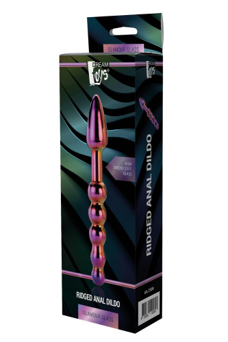  Dream Toys Glamour Glass Ridged Anal Dildo - Анальный стимулятор, 18 см (радужный) - sex-shop.ua