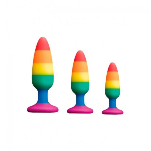 Wooomy Hiperloo Silicone Rainbow Plug M - Анальная пробка, 11х2.9 см - sex-shop.ua