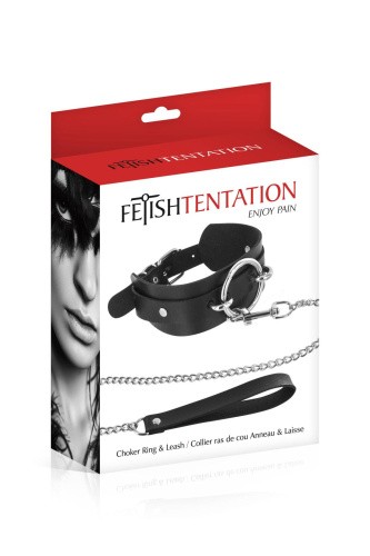 Fetish Tentation Ring and Leash - ошейник с большим кольцом и с поводком - sex-shop.ua