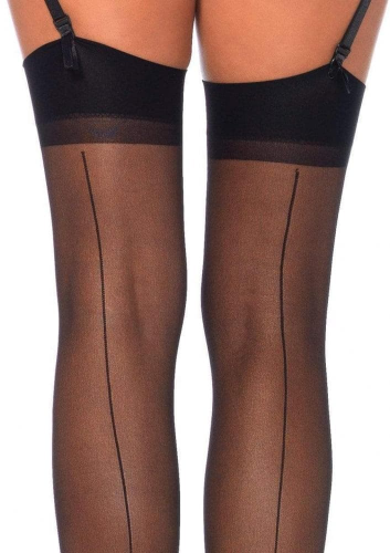 Leg Avenue Sheer Stockings - чулки со швом (красный) - sex-shop.ua