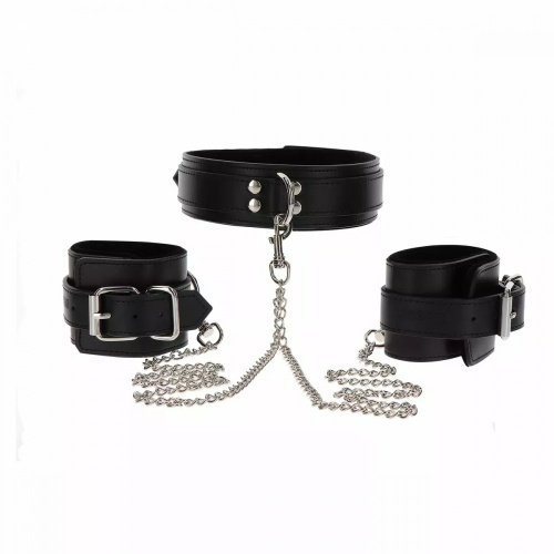 Taboom - Heavy Collar and Wrist Cuffs - Ошейник с наручниками на цепочках - sex-shop.ua