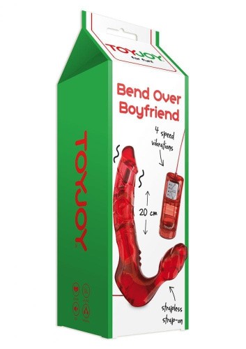 Toy Joy Bend Over Boyfriend - Безремневой страпон с вибрацией, 20х3,5 см - sex-shop.ua