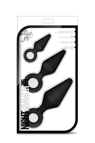 Luxe Night Rimmer Kit - Набор анальных пробок, 3 шт (черный) - sex-shop.ua