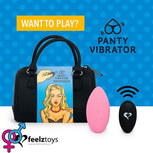 FeelzToys Panty Vibrator - Вибратор в трусики с пультом, 10х4.5 см (розовый) - sex-shop.ua