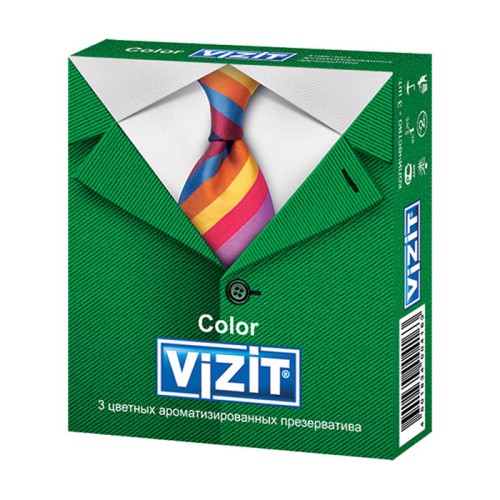 VIZIT Color - цветные ароматизированные презервативы, 3 шт - sex-shop.ua