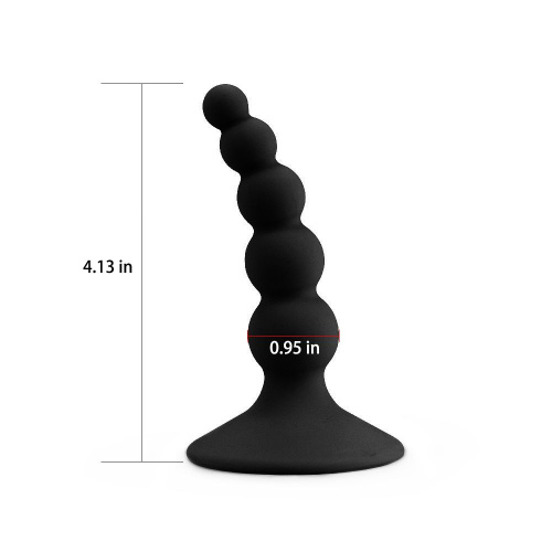 LoveToy Lure Me Beaded Butt Plug 4 " - Анальная пробка-ёлочка на присоске, 10х2.6 см (черный) - sex-shop.ua