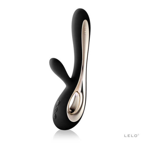 Lelo Soraya - стильный вибратор-кролик, 22х4.4 см (чёрный) - sex-shop.ua