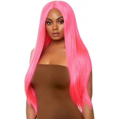 Leg Avenue - Long straight center part wig - Довга перука (неоновий рожевий)