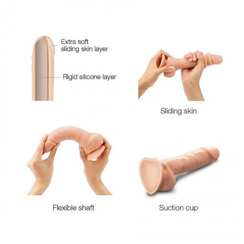 Strap-On-Me Sliding Skin Realistic Dildo - Фаллоимитатор, 15 х 4.3 см, (XL) (телесный) - sex-shop.ua