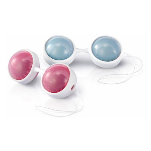 Lelo Luna Beads-Вагінальні кульки зі зміщеним центром ваги, 3,5 см (рожевий з блакитним)