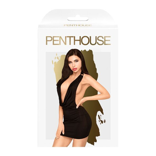 Penthouse - Heart Rob - Мини-платье с хомутом и глубоким декольте, M/L (чёрное) - sex-shop.ua