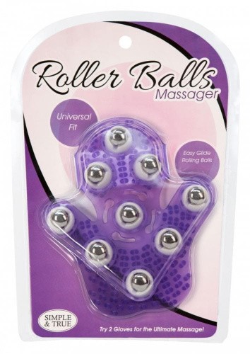 Simple & True Roller Balls Massager - Перчатка для массажа, 14х11 см (фиолетовый) - sex-shop.ua