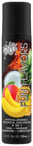 Wet Fun Flavors Tropical Fruit Explosion - Съедобный лубрикант 4 в 1 на водной основе, 30 мл (мультифрукт) - sex-shop.ua