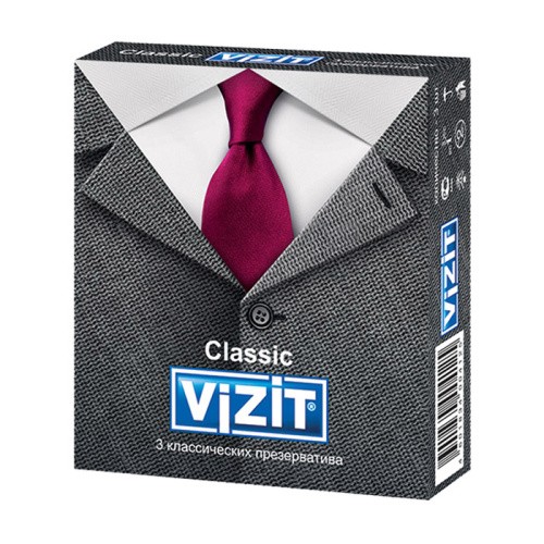 VIZIT Classic №3 - классические гладкие латексные презервативы, 3 шт - sex-shop.ua
