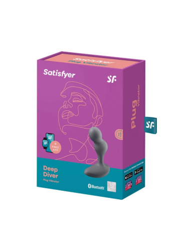 Satisfyer Deep Diver - Анальная смарт пробка с вибрацией, 11.2х3.2 см (серый) - sex-shop.ua