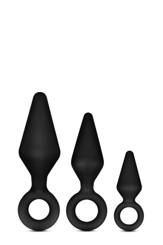 Luxe Night Rimmer Kit - Набор анальных пробок, 3 шт (черный) - sex-shop.ua