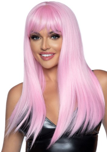 Leg Avenue-Long straight bang wig Pink - Длинный прямой парик, пастельно-розовый - sex-shop.ua