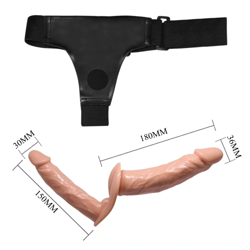 Ultra Female Passionate Double Harness - Подвійний страпон, 18х3.6 см (тілесний)