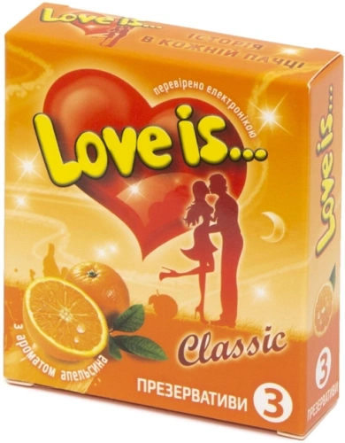 LOVE IS... - Презервативы ароматизированные, 3 шт (апельсин) - sex-shop.ua