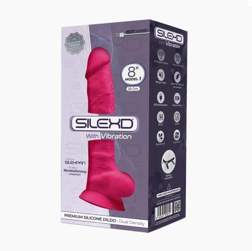 SilexD Vetus Vibro Model 1 size 8 in - Фаллоимитатор с вибрацией двухслойный, 21.5х4.2 см., (розовый) - sex-shop.ua